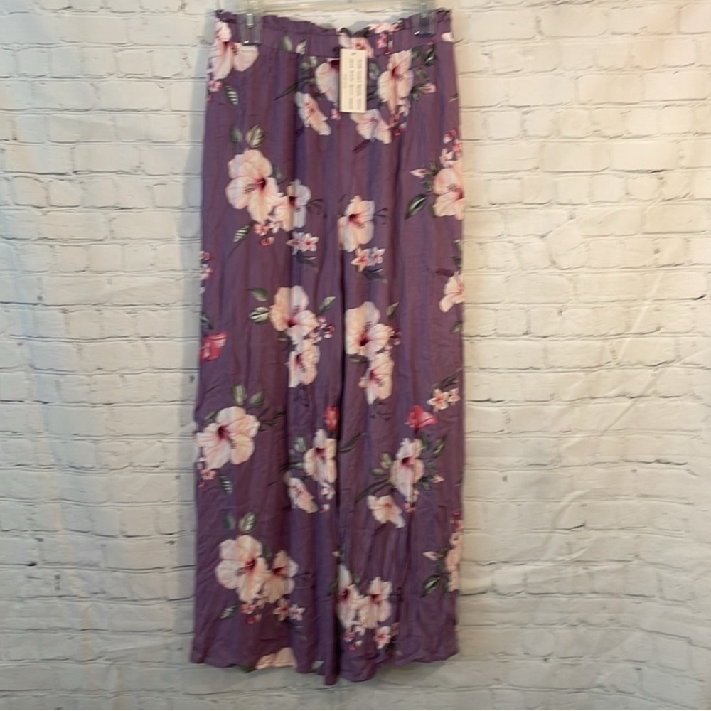 Vici Wide Leg Purple and White Jumpsuit - Picture 2 of 5